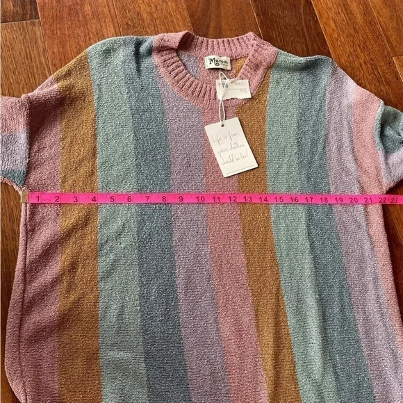 NWT Show Me Your MuMu Elodie Sweater Dusty Stripe Knit Oversized Beachy Casual - Picture 11 of 12